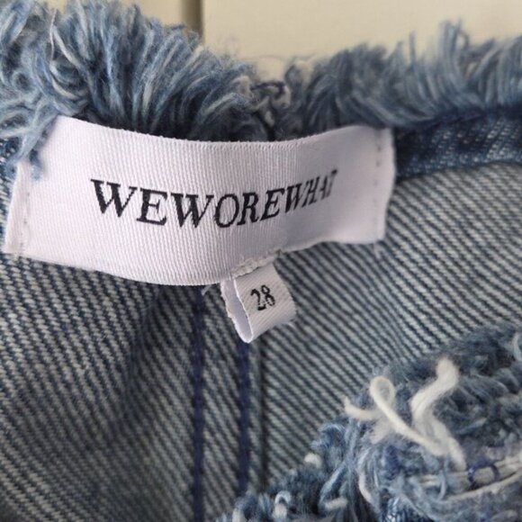WeWoreWhat Denim Jeans 28 Frayed Hem Straight NWT Blue - Picture 11 of 11